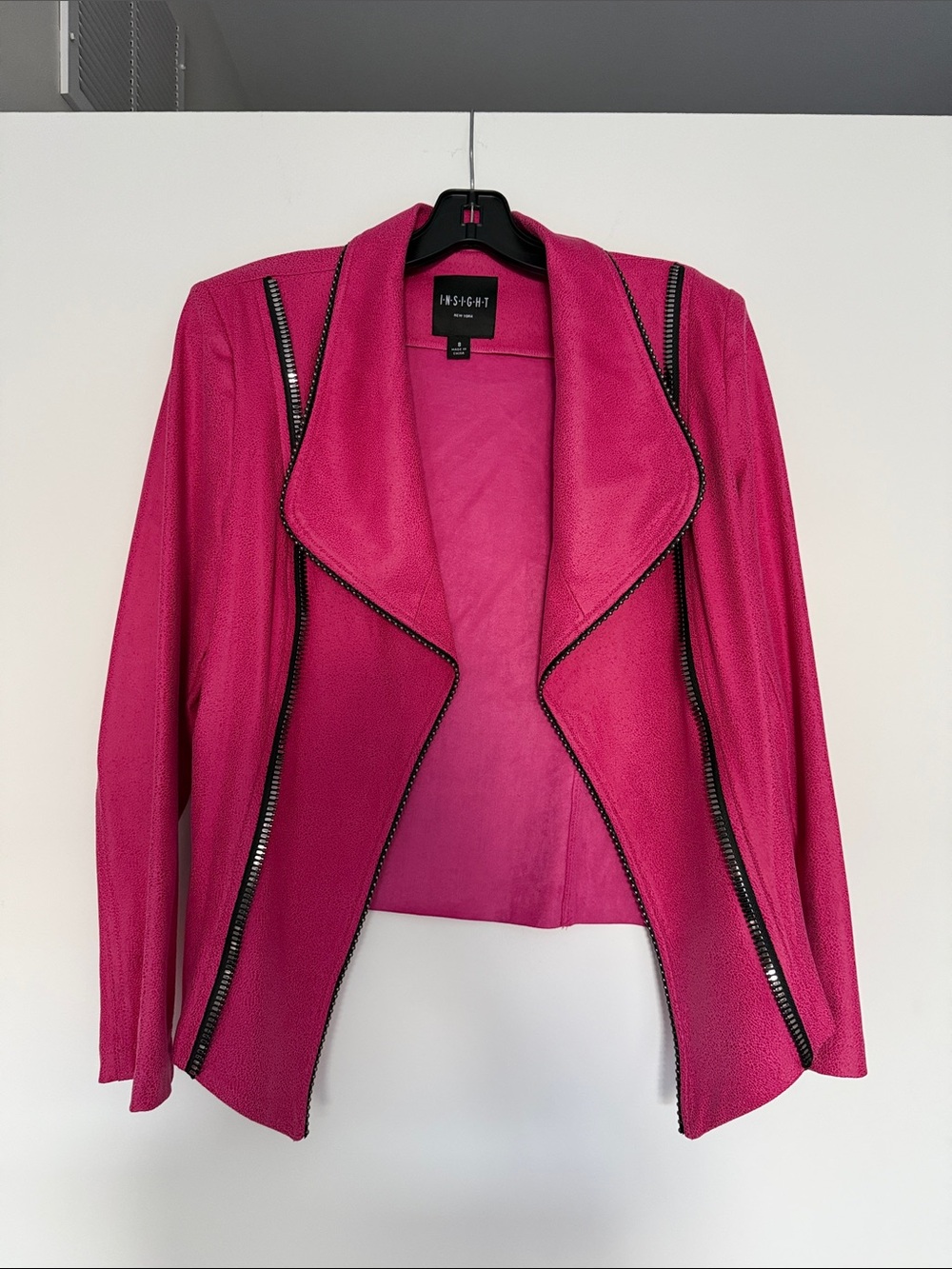 Insight Hot Pink Open-Front Zip-Trim Jacket